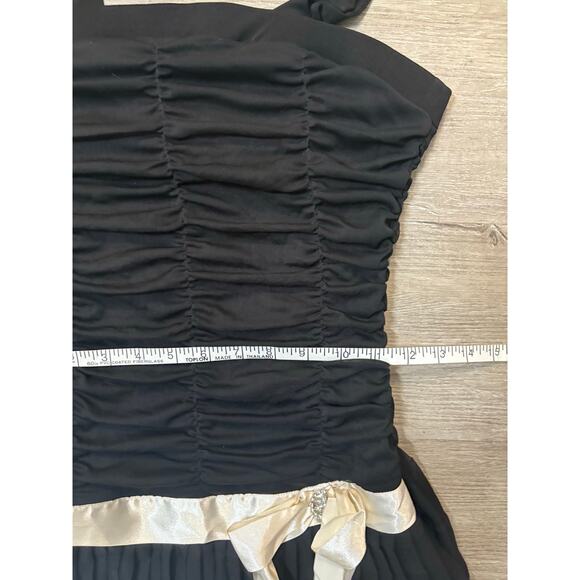 Vintage Y2K Ruched Accordion Pleat Drop Waist Mini Dress XS Preppy Party Date - Picture 9 of 12